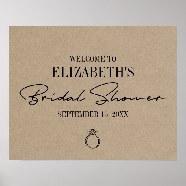 Poster Bienvenue à la réception de mariage moderne en écr (Devant)