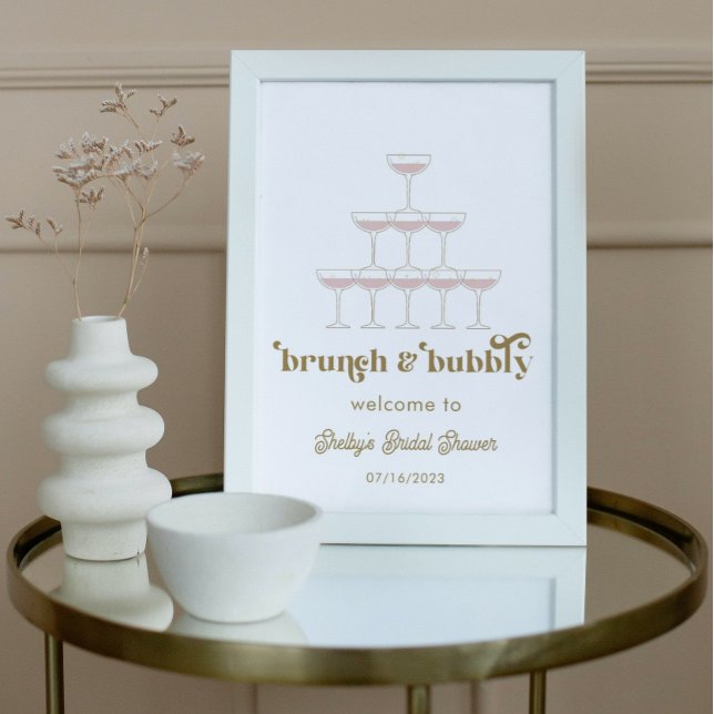 Poster Bienvenue à la réception de mariage rétro champagn (Créateur téléchargé)