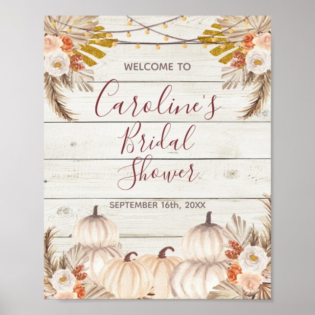 Poster Bienvenue à la réception de mariage Rustic Wood Wh (Devant)
