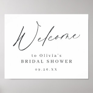 Poster Bienvenue à la soirée de douche de mariée en écrit
