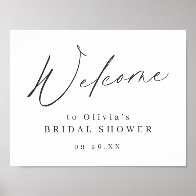 Poster Bienvenue à la soirée de douche de mariée en écrit (Devant)