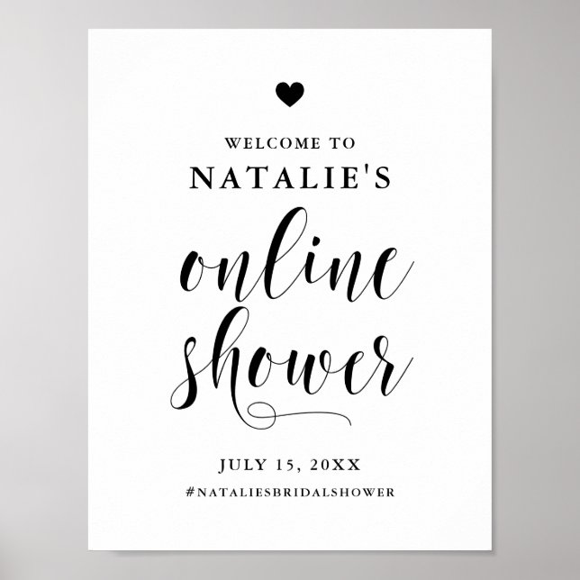 Poster Bienvenue à la soirée de mariage en ligne Black Bo (Devant)