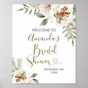 Poster Bienvenue à la soirée de mariage floral blanc hive