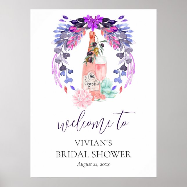 Poster Bienvenue à la soirée de mariage Modern Petals & P (Devant)