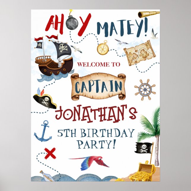 Poster Bienvenue à la soirée Pirate (Devant)