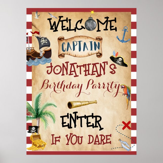 Poster Bienvenue à la Soirée Pirate (Devant)