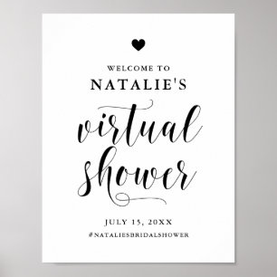 Poster Bienvenue à la soirée virtuelle de mariage en écri