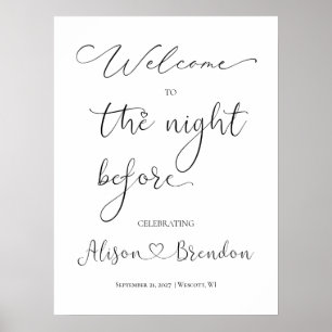 Poster Bienvenue à la veille de la signature Noir Blanc