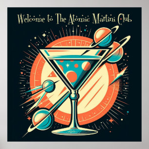 Poster Bienvenue À L'Âge Spatiale Atomic Martini Club