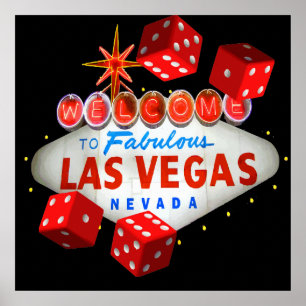 Poster Bienvenue à Las Vegas + Dice Vector Graphic