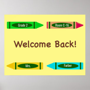 Poster Bienvenue à l'école crayon de couleurs personnalis