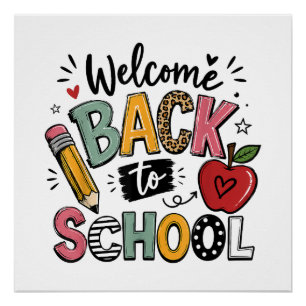 Poster Bienvenue à l'école Enseignant Élève Premier Jour