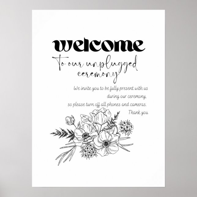 Poster Bienvenue à notre cérémonie débranchée (Devant)