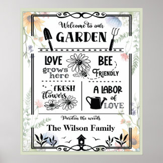 Poster Bienvenue À Notre Demande D'Aquarelle De Jardin