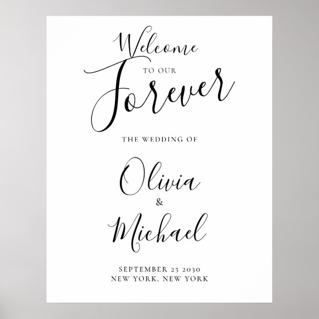 Poster Bienvenue À Notre Élégant Symbole De Mariage (Devant)