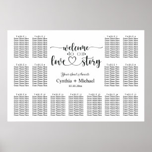 Poster Bienvenue à notre Love Story 15 Table Mariage assi