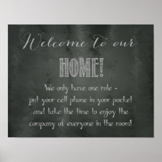 Poster Bienvenue à notre maison - Pas de téléphone cellul