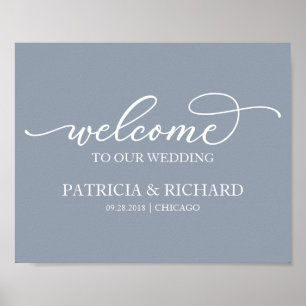 Poster Bienvenue À Notre Mariage Chic Script Dusty Pannea