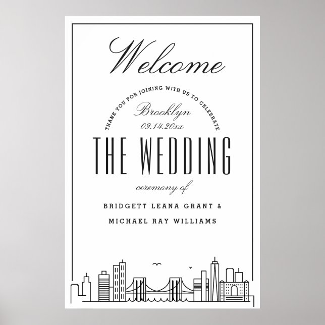 Poster Bienvenue à notre Mariage de Brooklyn ! (Devant)