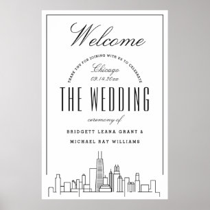Poster Bienvenue à notre Mariage de Chicago !