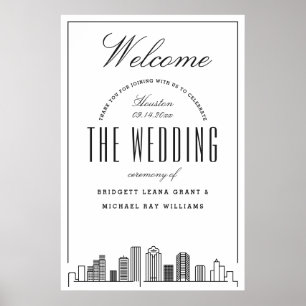 Poster Bienvenue à notre Mariage de Houston !