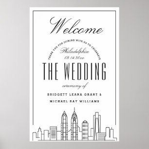 Poster Bienvenue à notre Mariage de Philadelphie !