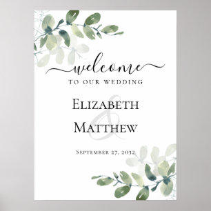Poster Bienvenue à Notre Mariage Eucalyptus Mariage Sign
