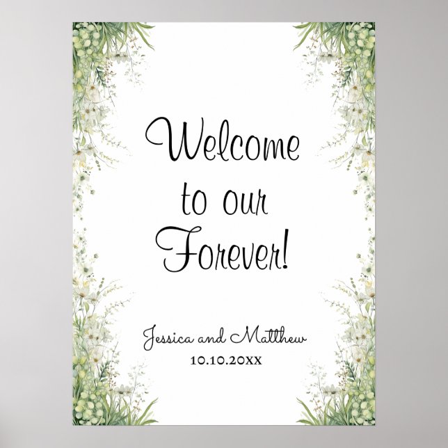 Poster Bienvenue à notre Mariage Forever Dusty Sage (Devant)