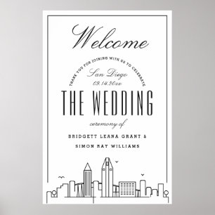 Poster Bienvenue à Notre Mariage San Diego !