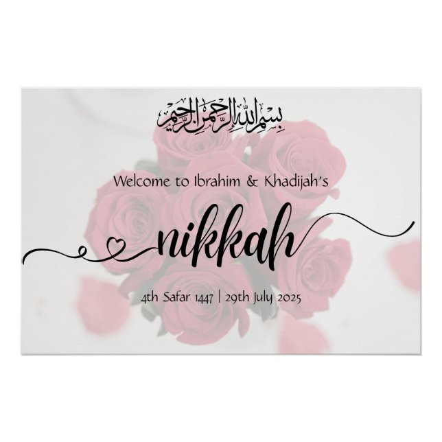Poster Bienvenue à Notre Nikkah - Panneau Mariage islamiq (Devant)