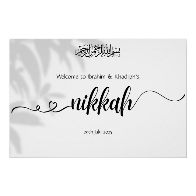 Poster Bienvenue à Notre Nikkah - Panneau Mariage islamiq (Devant)