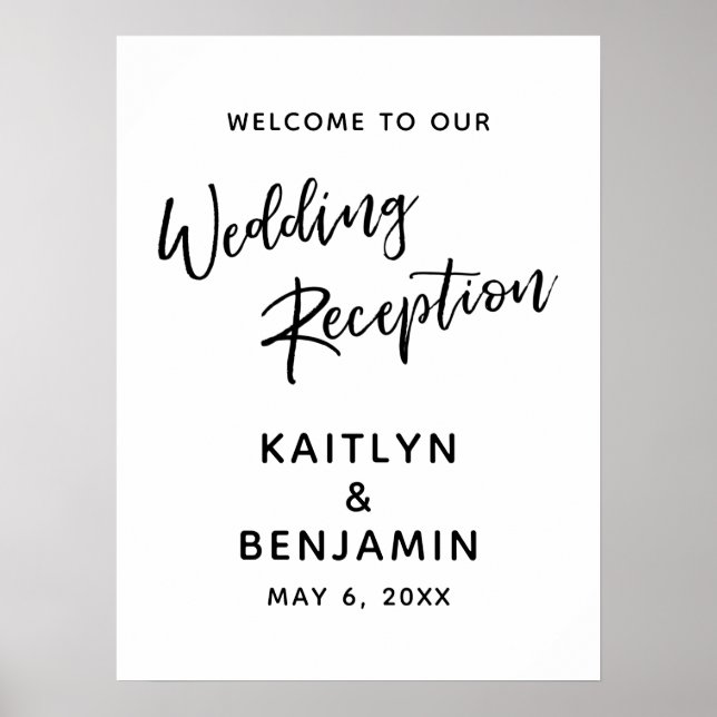 Poster Bienvenue à notre panneau de réception de mariage (Devant)