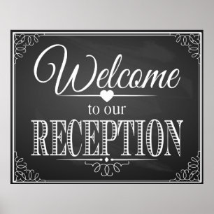 Poster Bienvenue à notre réception idéale pour le mariage