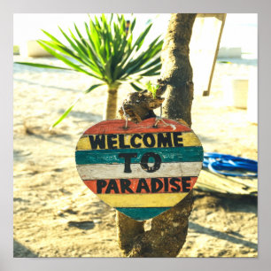 Poster Bienvenue à paradise Beach Ocean