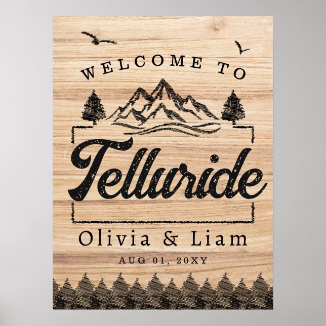 Poster Bienvenue À Telluride Colorado Mariage Minimaliste (Devant)