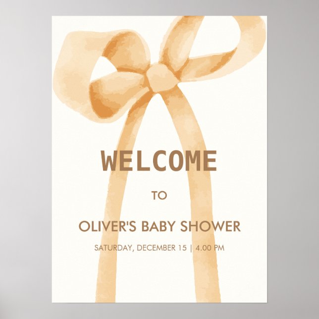 Poster Bienvenue à une baby shower avec un arc simple et  (Devant)