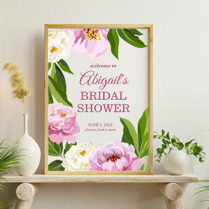 Poster Bienvenue à une Baby Shower de Fleurs Modernes pou