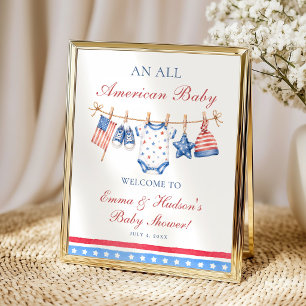 Poster Bienvenue à une Baby Shower pour le 4 juillet tout