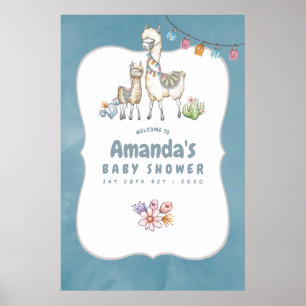Poster Bienvenue à une Baby Shower sur le thème du lama à