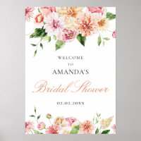 Bienvenue à une douche de mariage romantique Flora