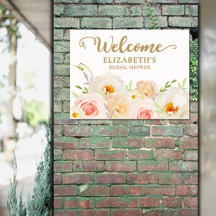Poster Bienvenue à une élégante douche nuptiale au ton ro