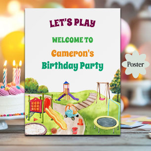 Poster Bienvenue à une fête d'anniversaire colorée dans u