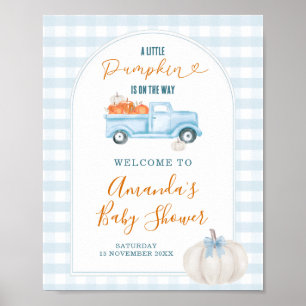 Poster Bienvenue à une petite baby shower camion bleu cit