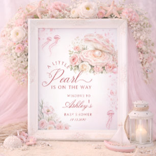 Poster Bienvenue à une petite fille perle Baby Shower