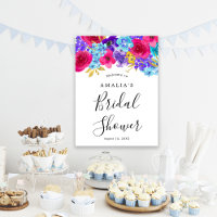 Bienvenue à une réception de mariage rose, violet