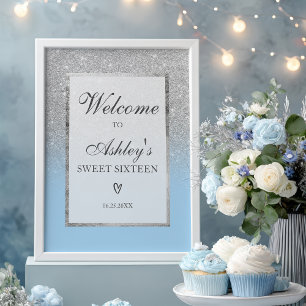 Poster Bienvenue à une Sweet 16 élégante avec ombre à pai