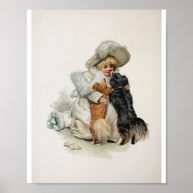 Poster Bienvenue Accueil Chiens Vintages Terrier mignons (Devant)