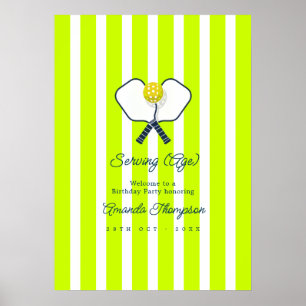 Poster Bienvenue (Âge) Néon Pickleball Anniversaire de Na