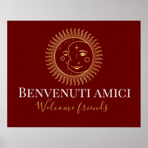 Poster Bienvenue Amis Anglais / Italien