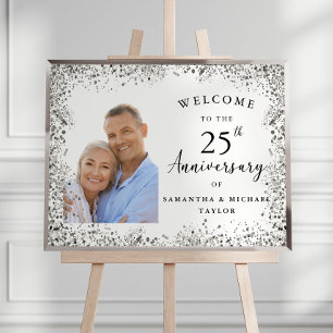 Poster Bienvenue au 25e anniversaire de mariage en argent